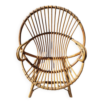 Fauteuil en rotin vintage