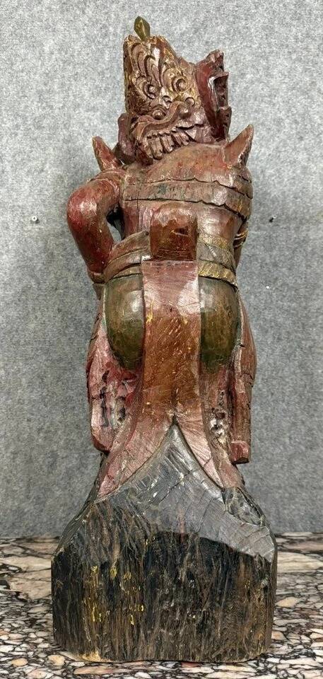 India, mid-19th century: Very large carved wooden statue of a God