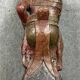 India, mid-19th century: Very large carved wooden statue of a God