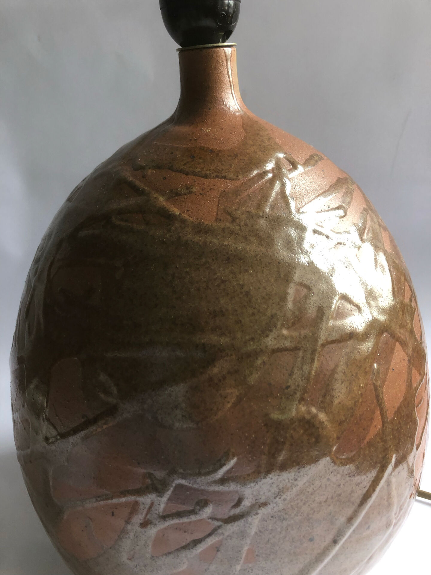 Salt-glazed stoneware lamp base from the workshop "Les Cyclades"