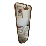 Vintage 1960 asymmetrical mirror in freeform, gold and red - 71 x 3
