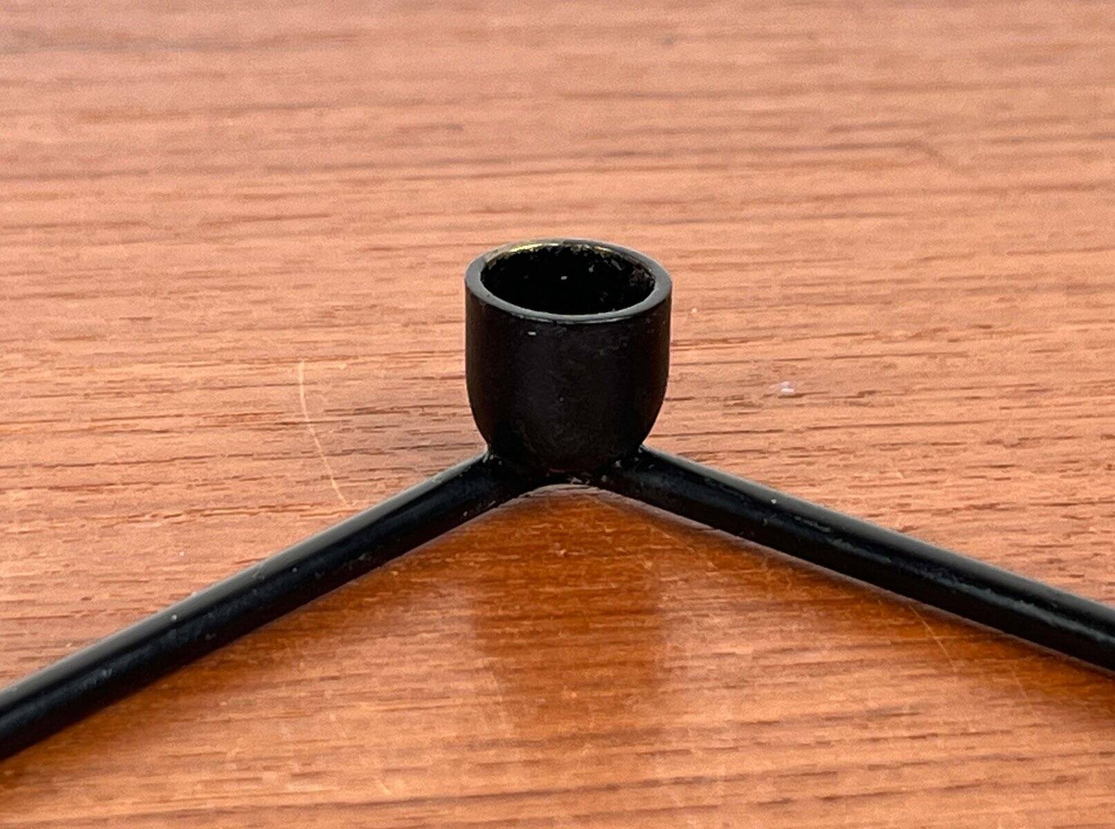 Mid-century Danish minimalist metal candlestick from the 1960s.