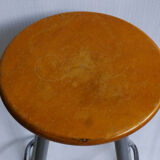High stool in wood and metal
