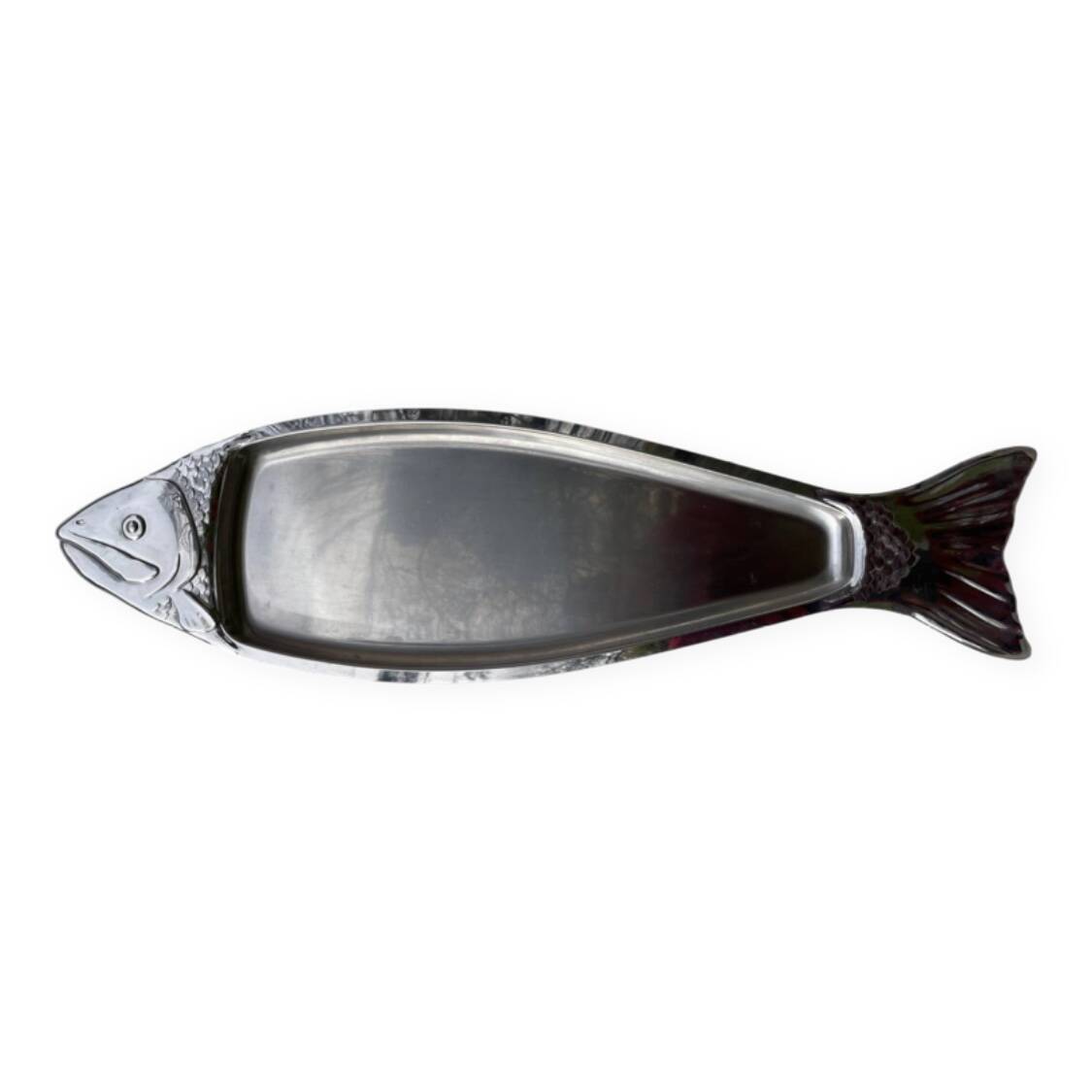 Large stainless steel fish platter signed Jean Couzon