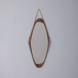 Miroir mural ovale vintage en bois des années 1960, design italien