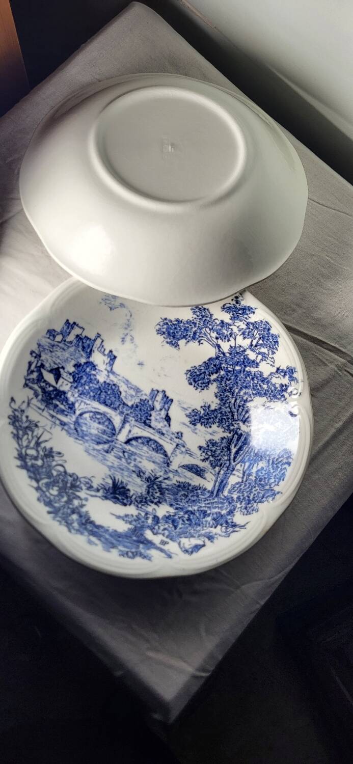 6 assiettes creuses Gien Bleu décor