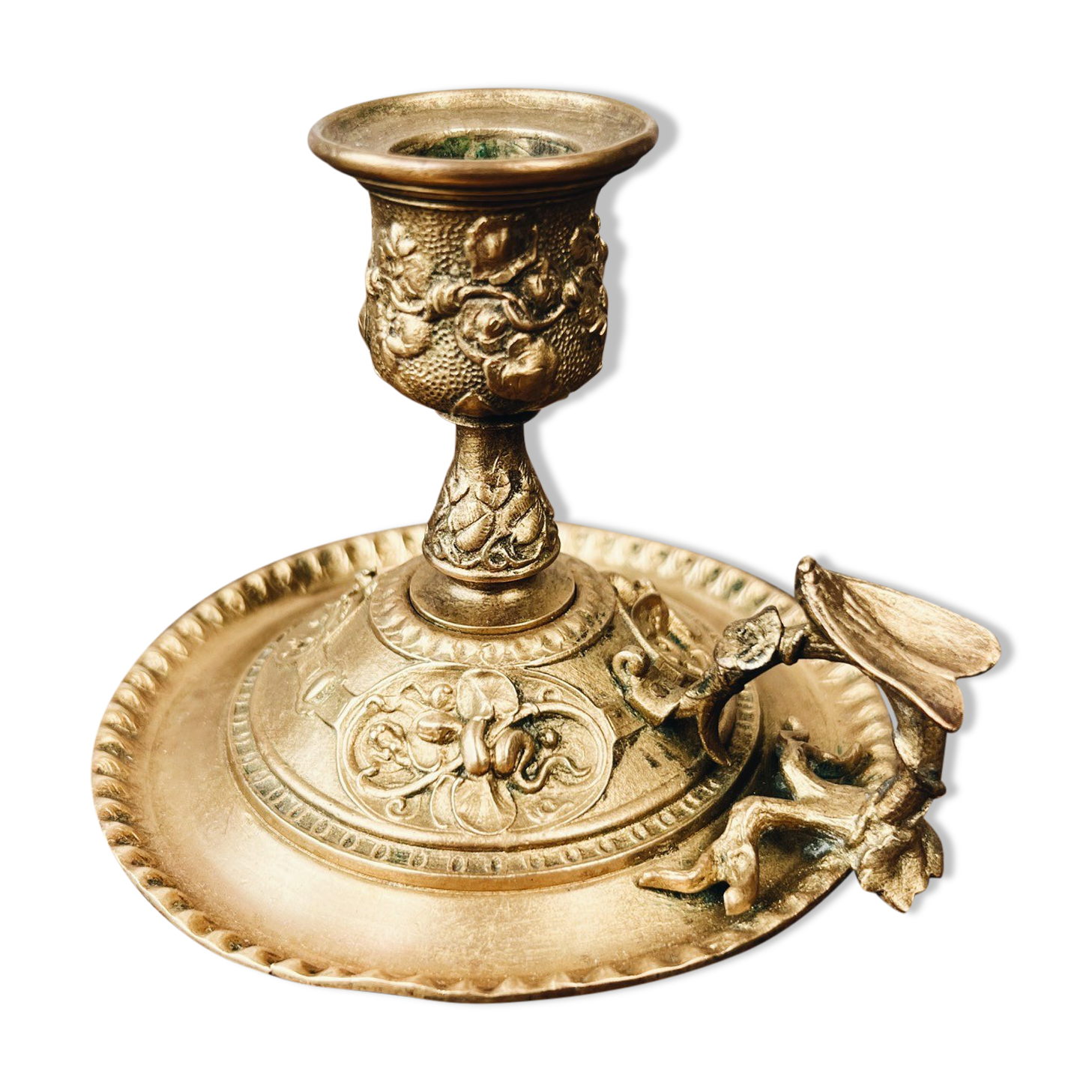 Bronze cellar rat candle holder