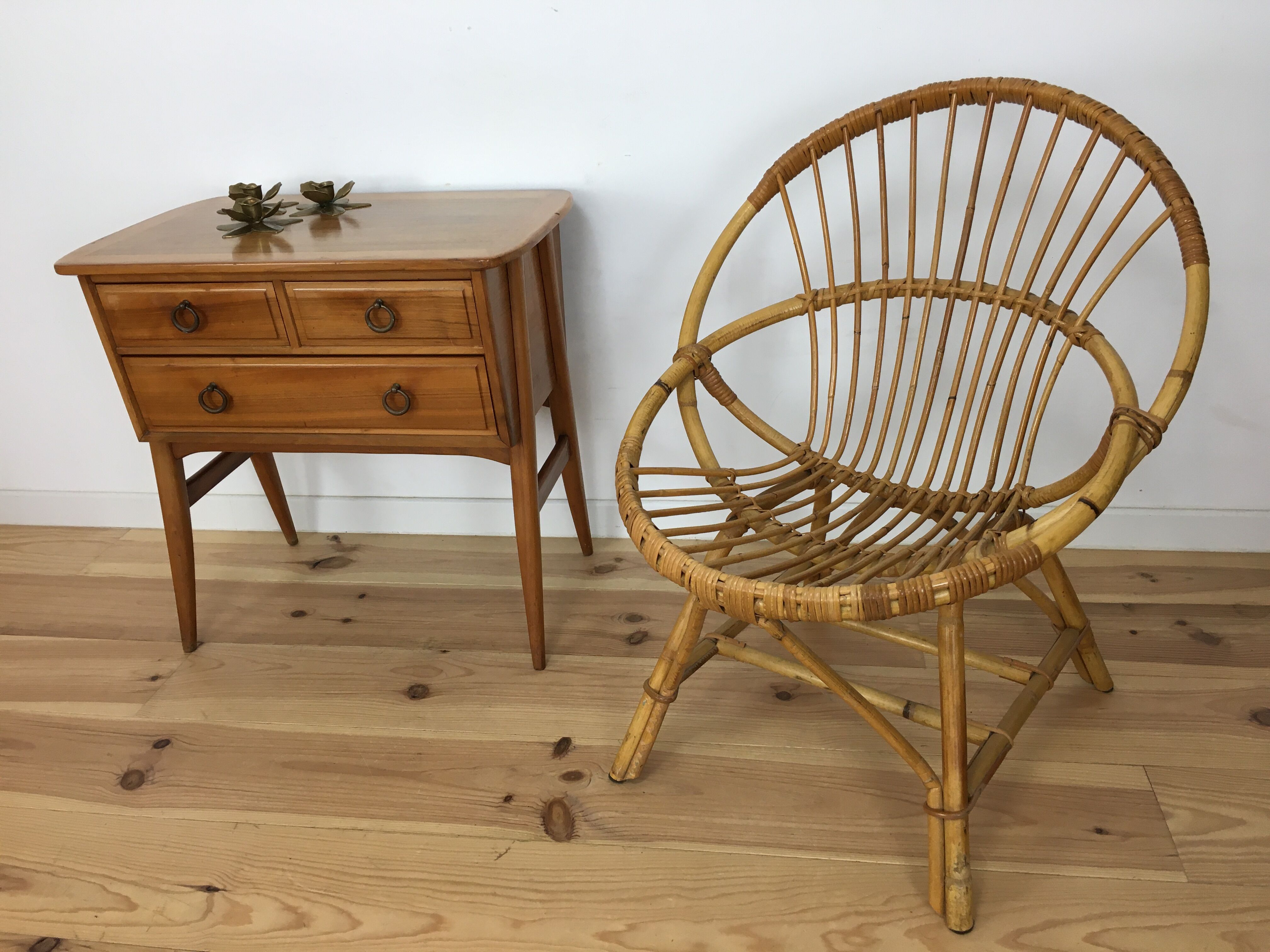 Rattan basket armchair