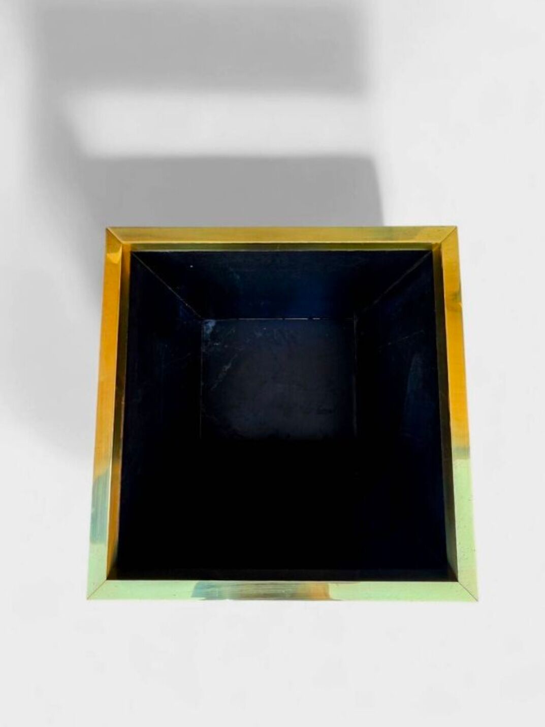 Brass cache-pot & black lacquer – attributed to Claude Mahey – circa 1970