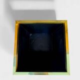 Brass cache-pot & black lacquer – attributed to Claude Mahey – circa 1970