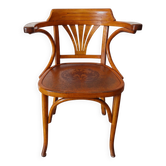 Fauteuil de bureau Art Nouveau bois courbé attribué à J&J Kohn, 704 1/2 4V