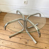 Vintage round tubular coffee table 1970