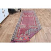 Tribal Turkish Vintage Runner, Pink Purple Handmade Oushak Runner 95x304