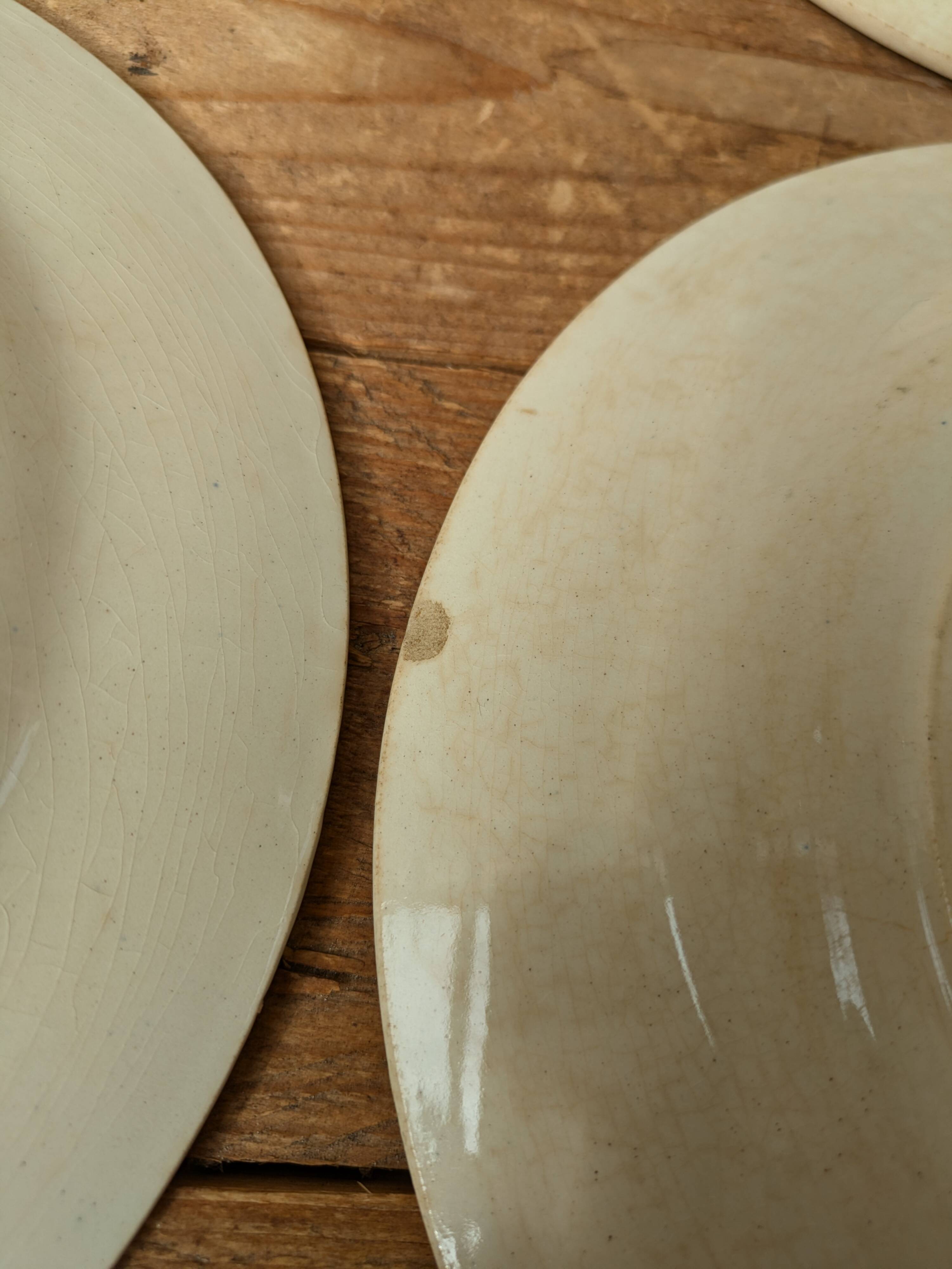 Set of 4 old opaque porcelain plates from Gien, Venice Terre de fer model