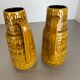 Set of Two Pottery Fat Lava Vases "ochre pattern" by Scheurich, Germany, 1970s