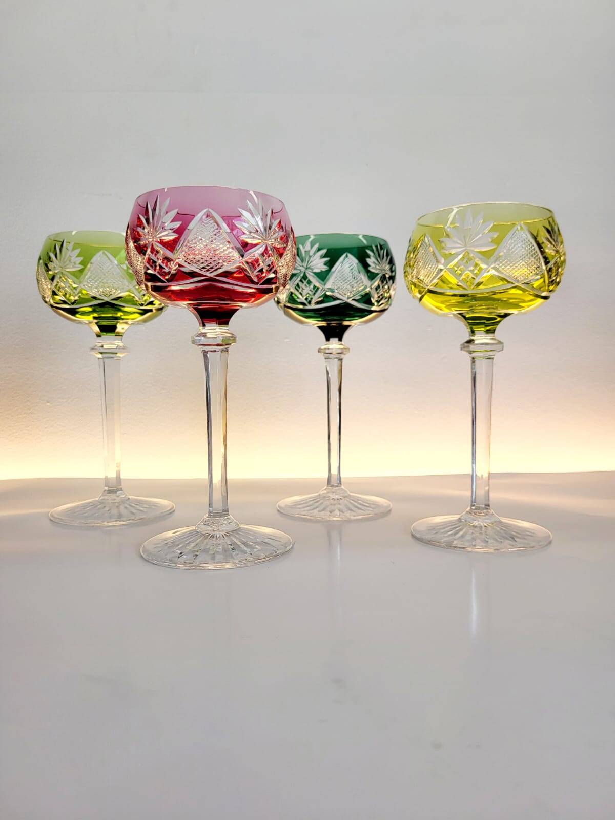 Box of 4 Val Saint Lambert "Berncastel" no. 204 Roemer glass – Belgium 1905