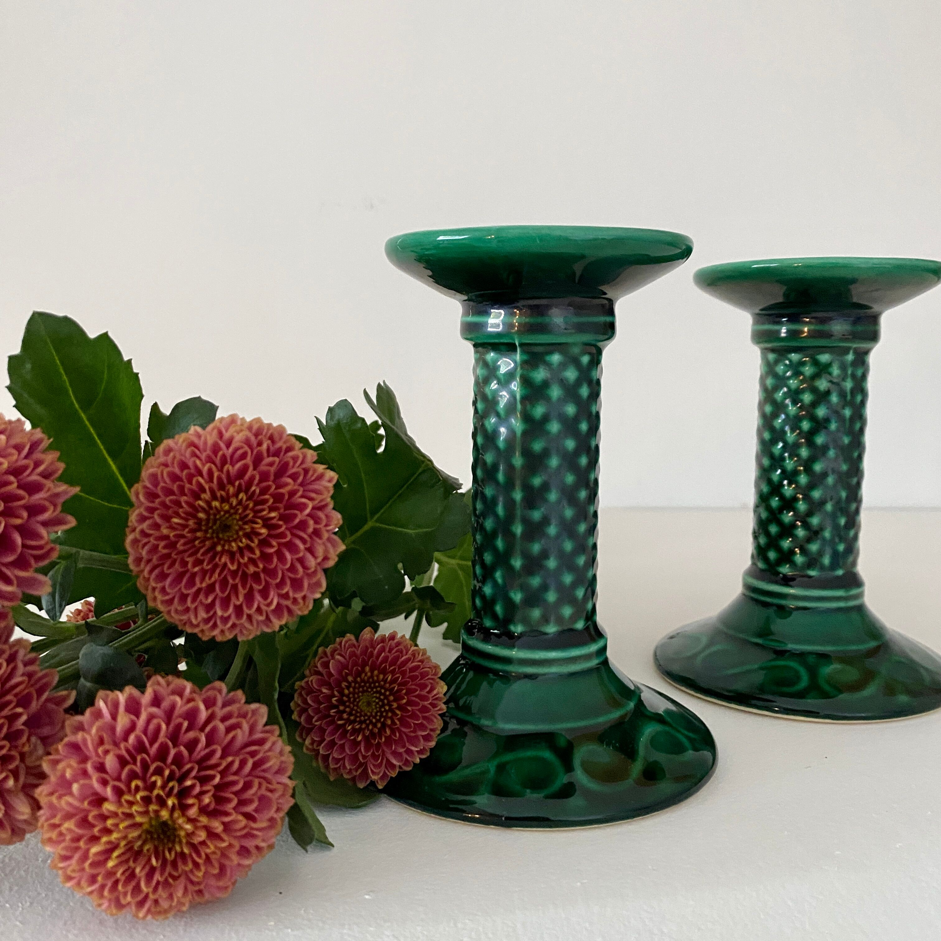 Pair of vintage art deco ceramic candle holders