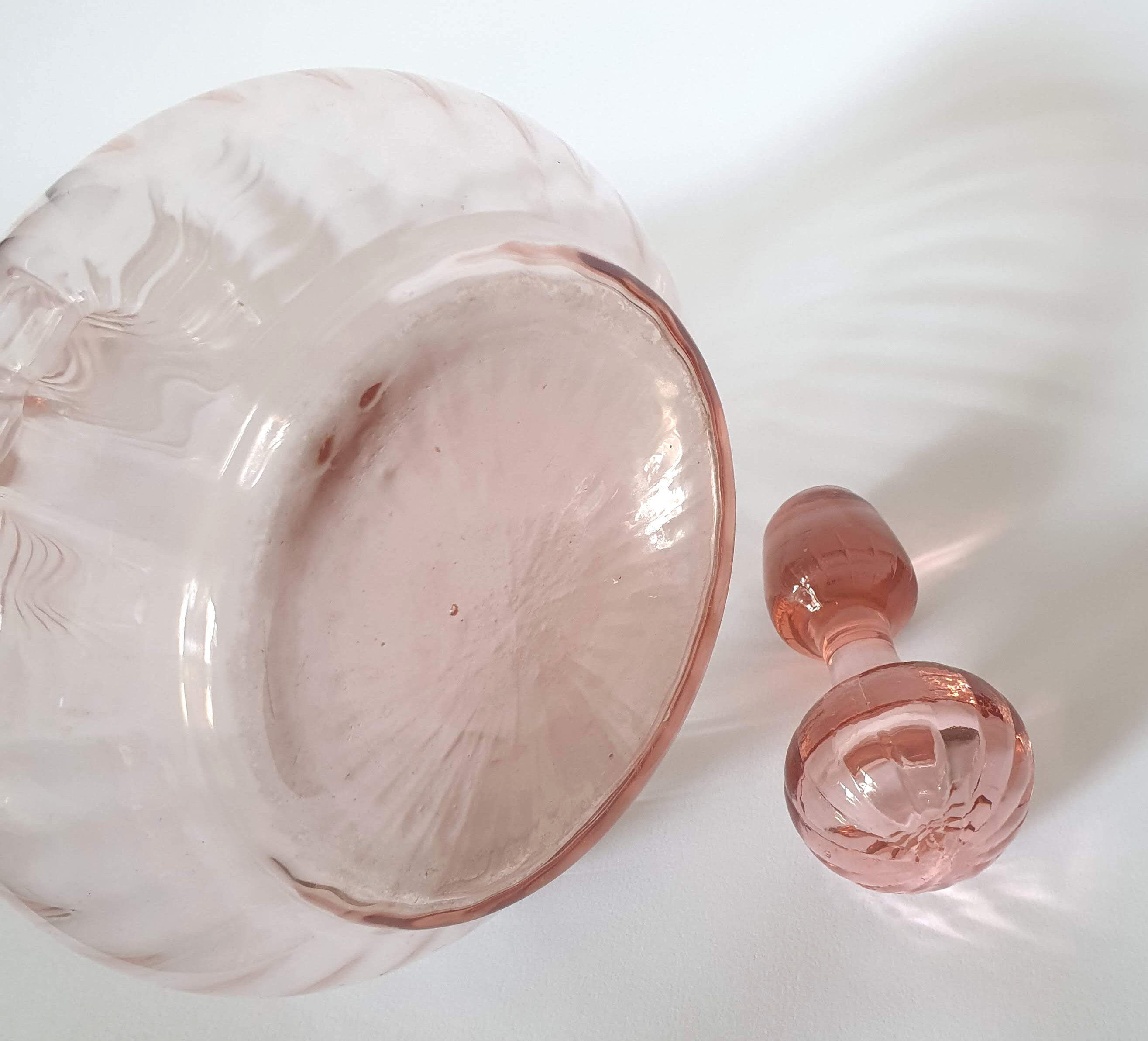 Pink glass decanter
