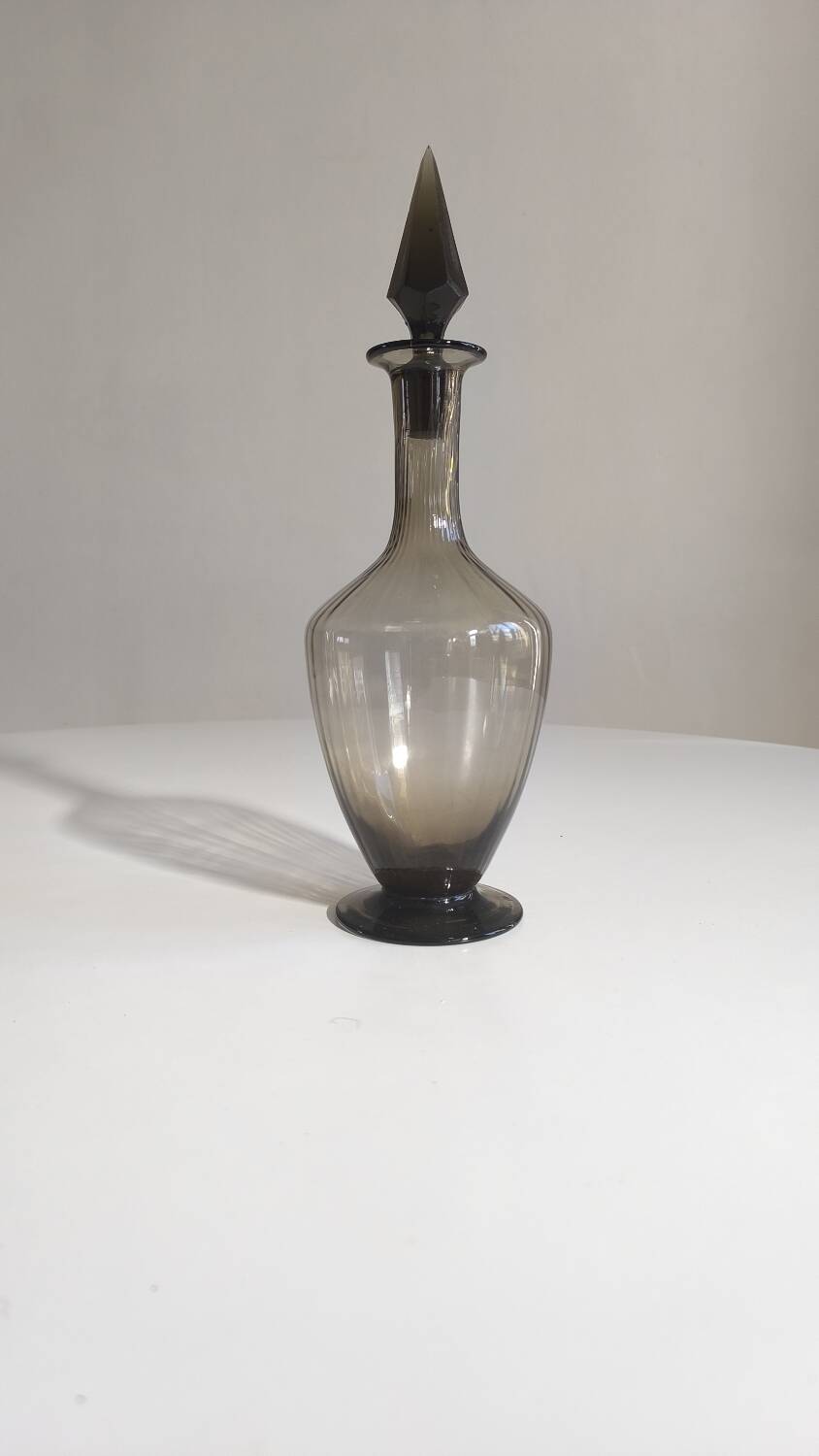 Italian decanter in smoked blown glass 1970