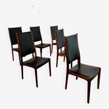 Arne Ovmand Olsen Mogens Kold Lot 6 anciennes chaises scandinave design  Denmark en palissandre vintage