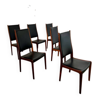 Arne Ovmand Olsen Mogens Kold Lot 6 old Scandinavian design Denmark chairs in vintage rosewood