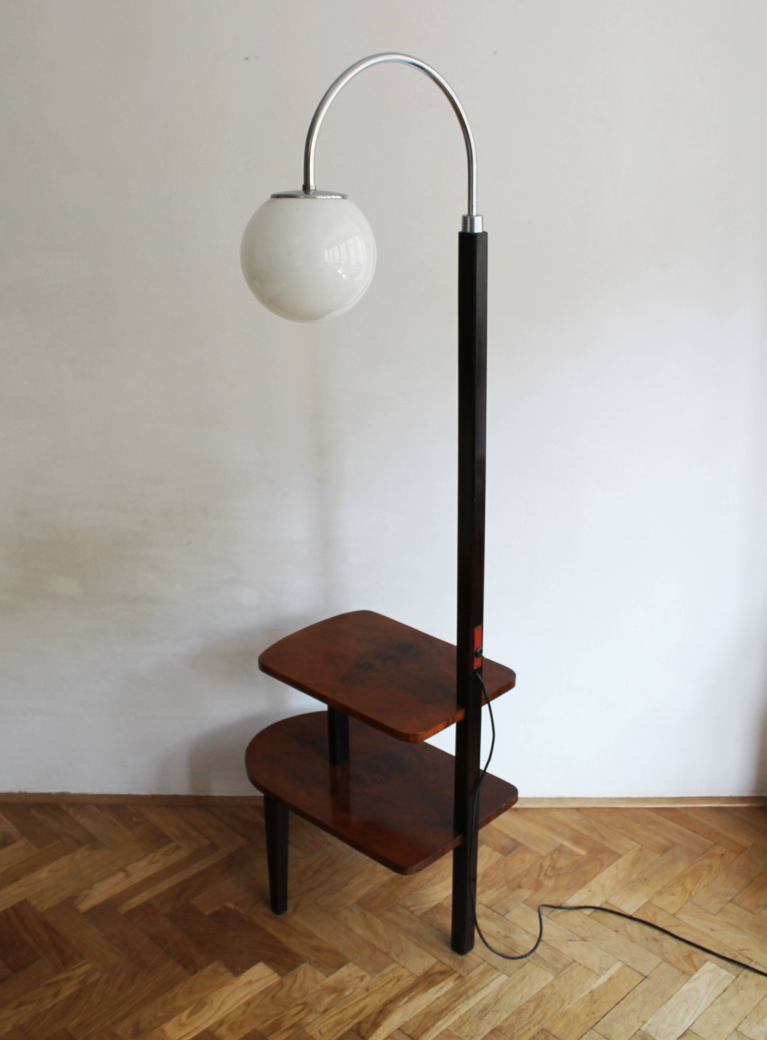 1950s Modernist Floor Lamp with Shelves