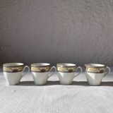 Set of 4 coffee cups and 4 porcelain bowls