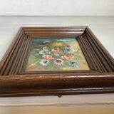 Small flower painting, oil on canvas, signed