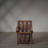 Handcrafted rattan and palm armchair, circa 1950
