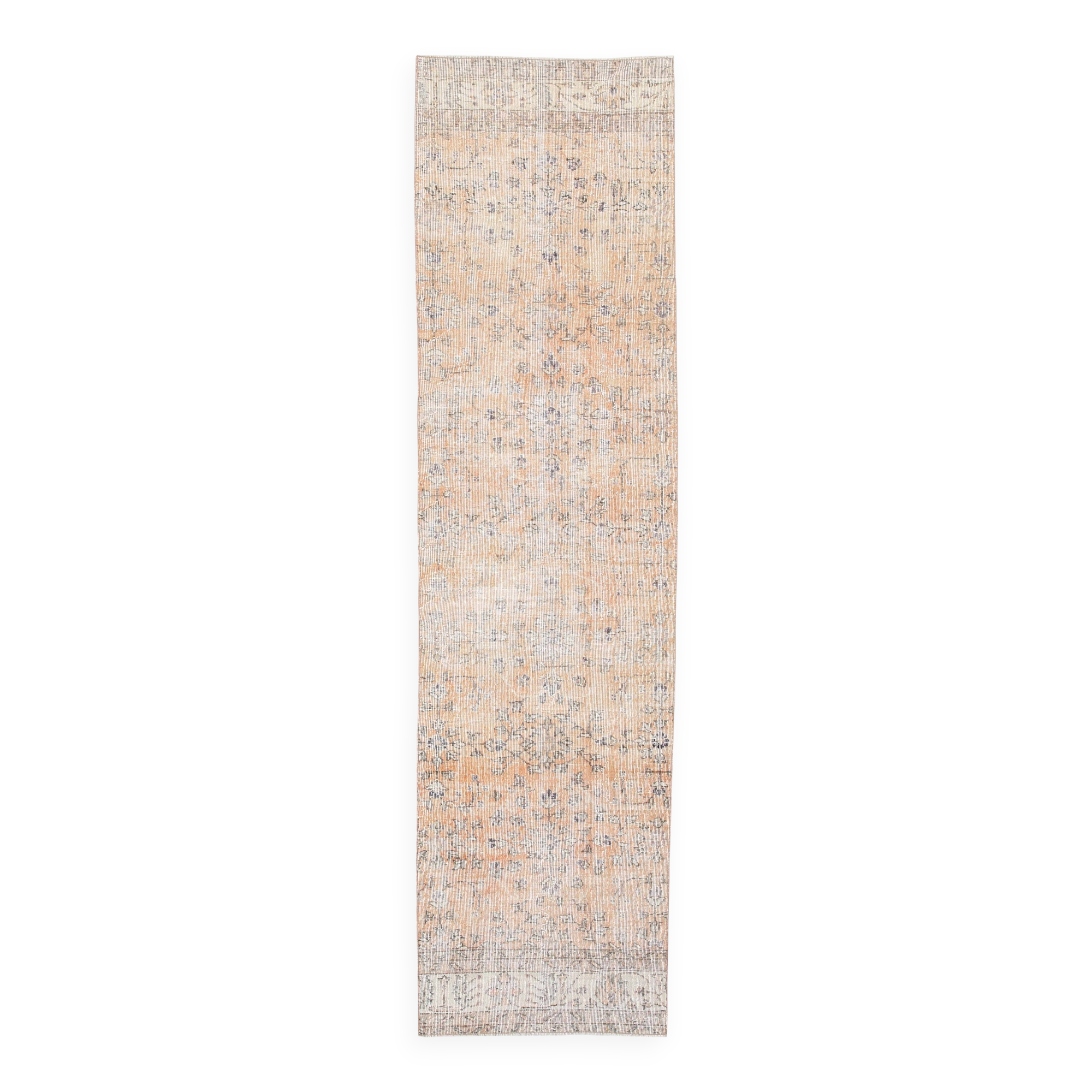 Tapis de couloir turc vintage à motif floral