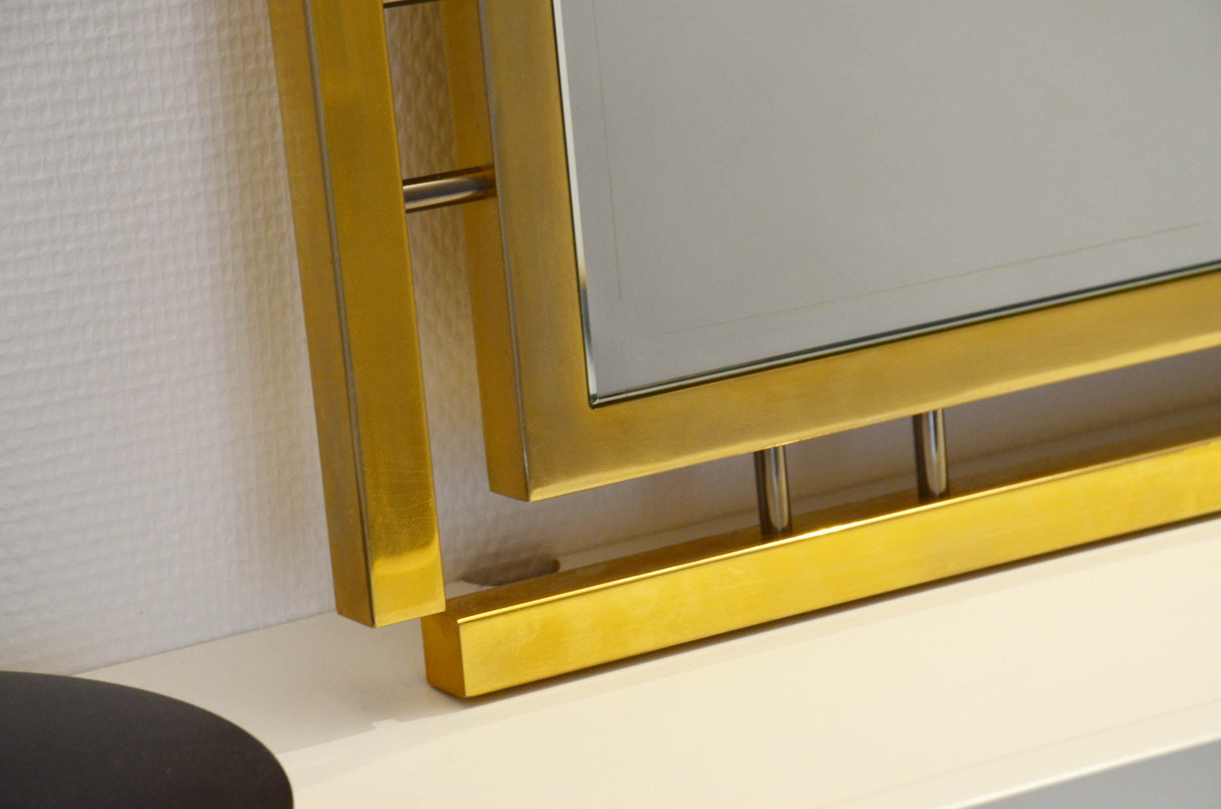 Modernist Italian mirror chrome steel gold 70 71 X 71