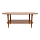 Teak coffee table with double top and ceramic insert — Scandinavian, 1960s