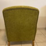 Fauteuil Art Déco en tissu vert
