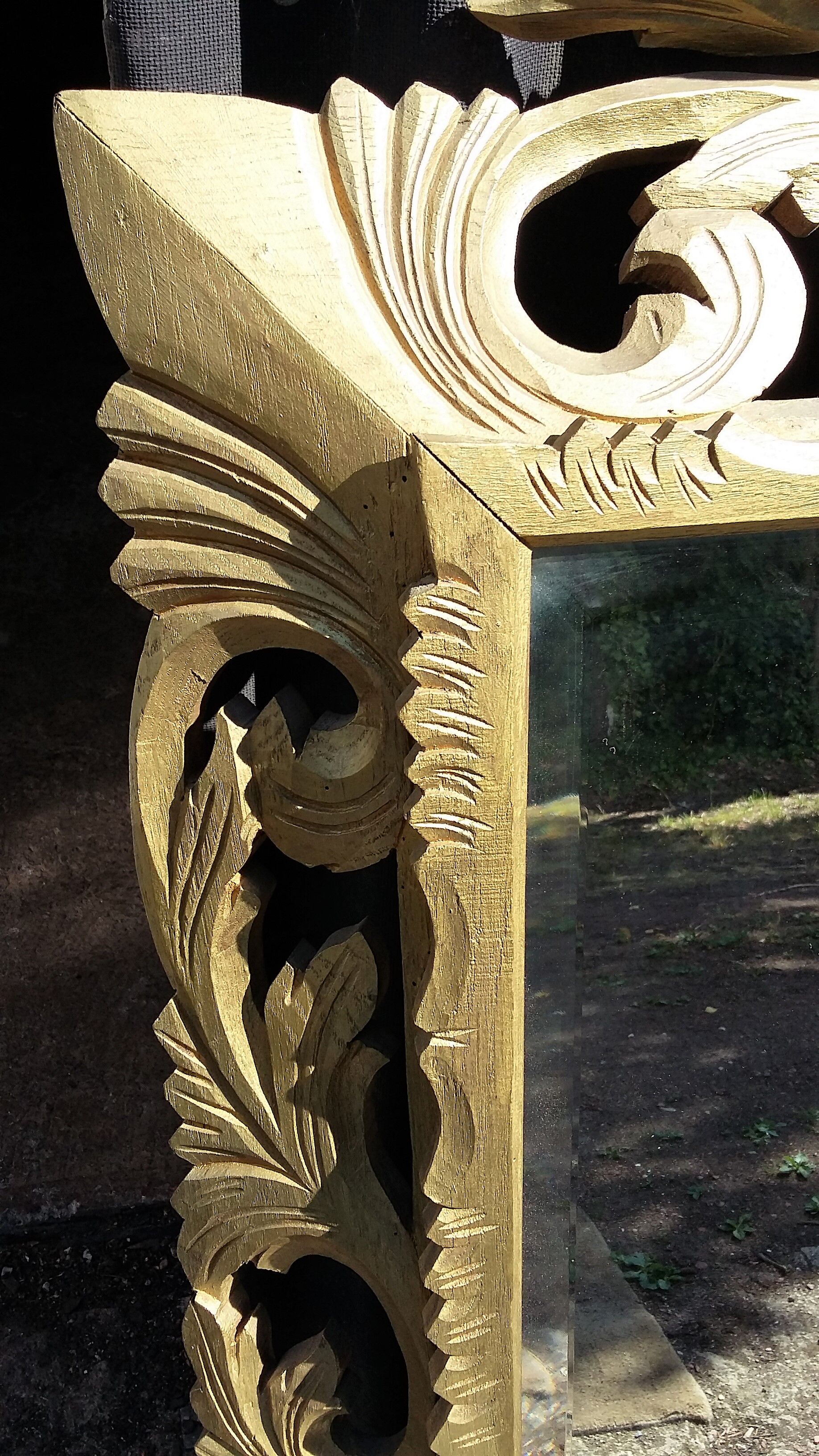 Renaissance style mirror in gilded wood