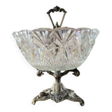 Cut glass bowl on a metal stand / compote dish