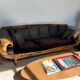 Large Biedermeier sofa for 3/4 people in striped Norwegian wood – 19th century