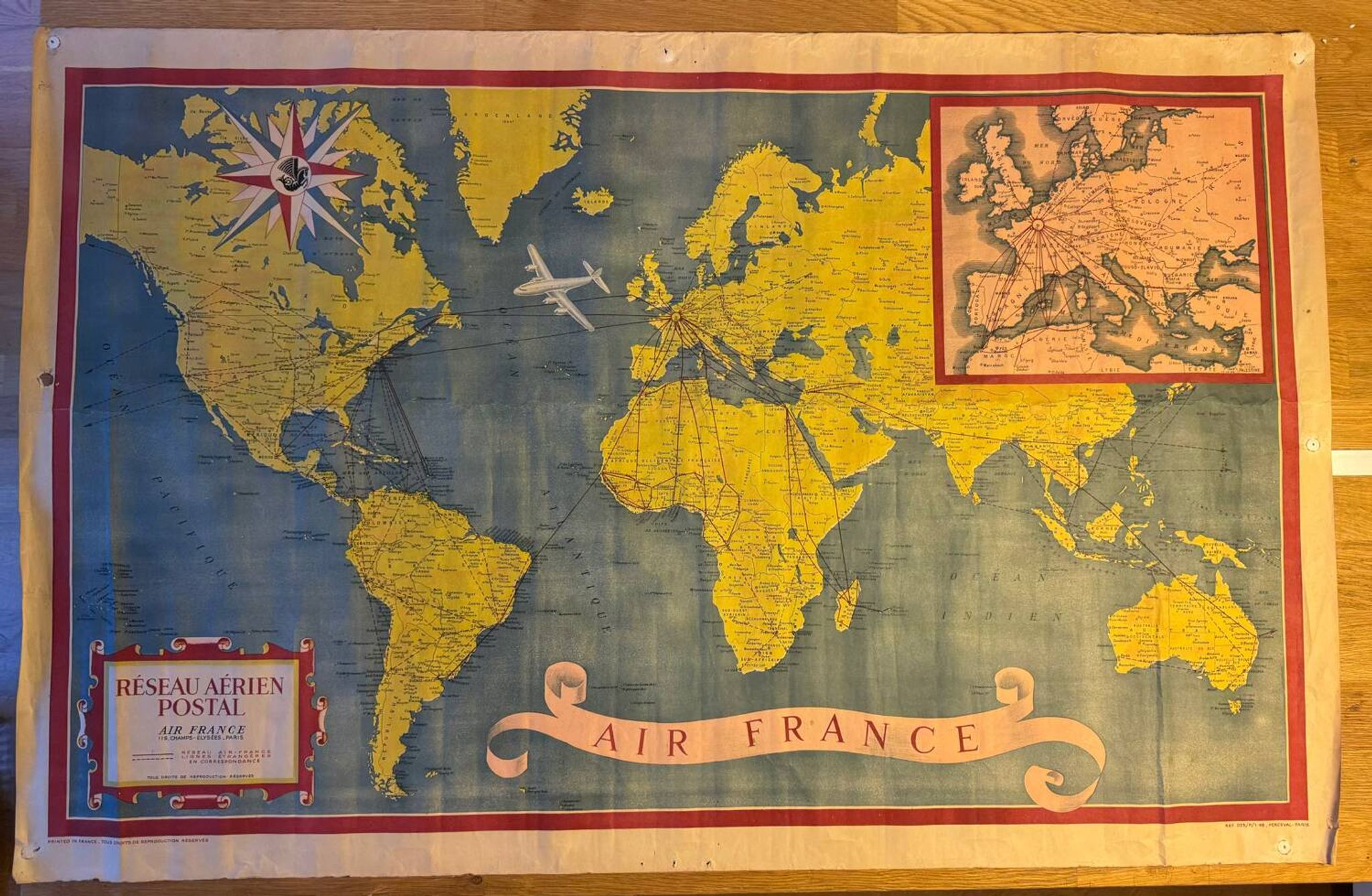 Air France Postal Air Network Map from 1948