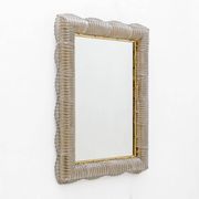 Mid-century Modern Italian Sculptural Backlit Mirror in Murano Glass Brass