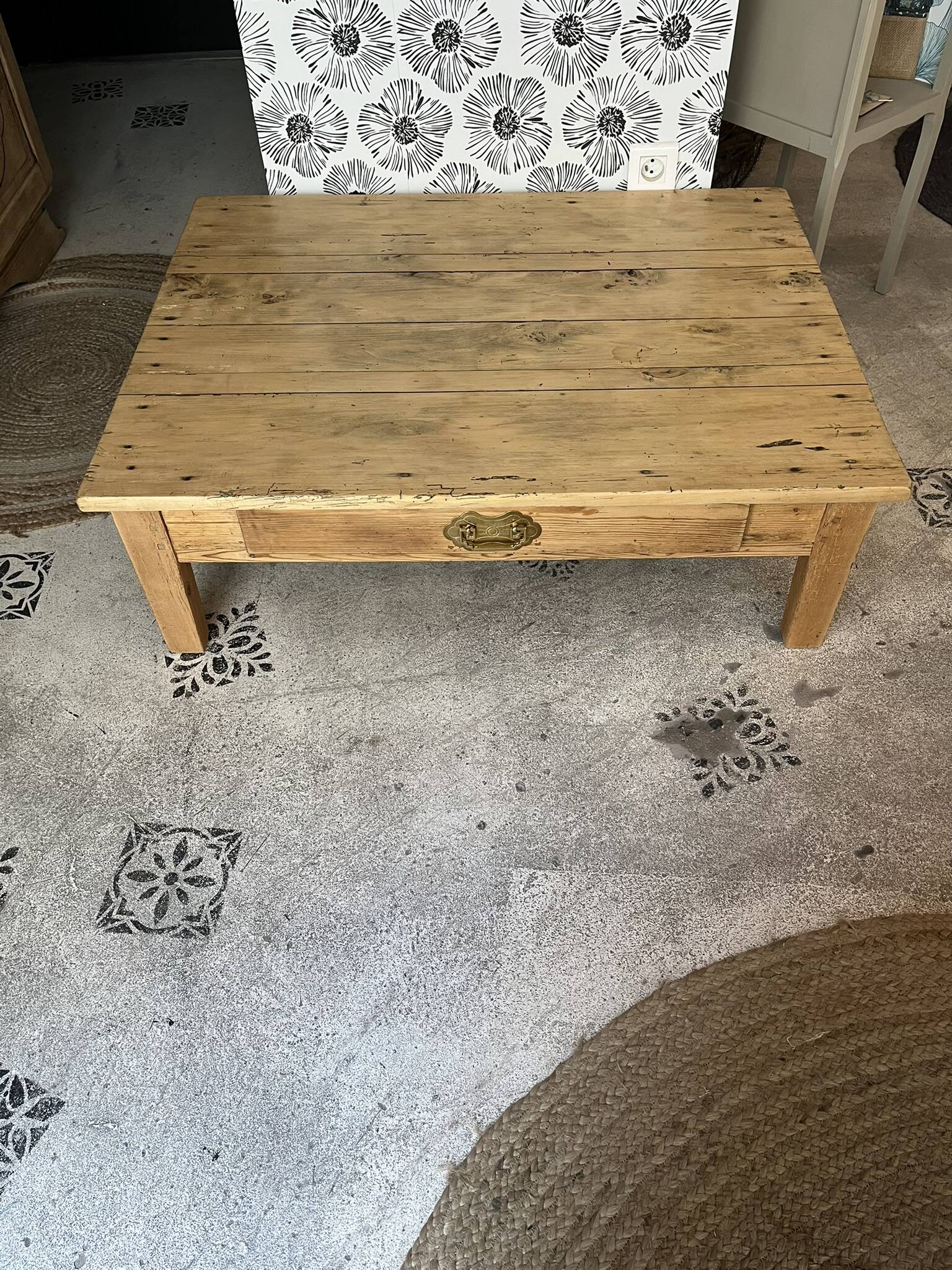 Table basse de ferme bois massif Augusta