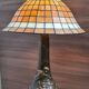 Large bronze lamp nynph in the bath 63x38 superb tiffany style lampshade