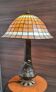 Large bronze lamp nynph in the bath 63x38 superb tiffany style lampshade