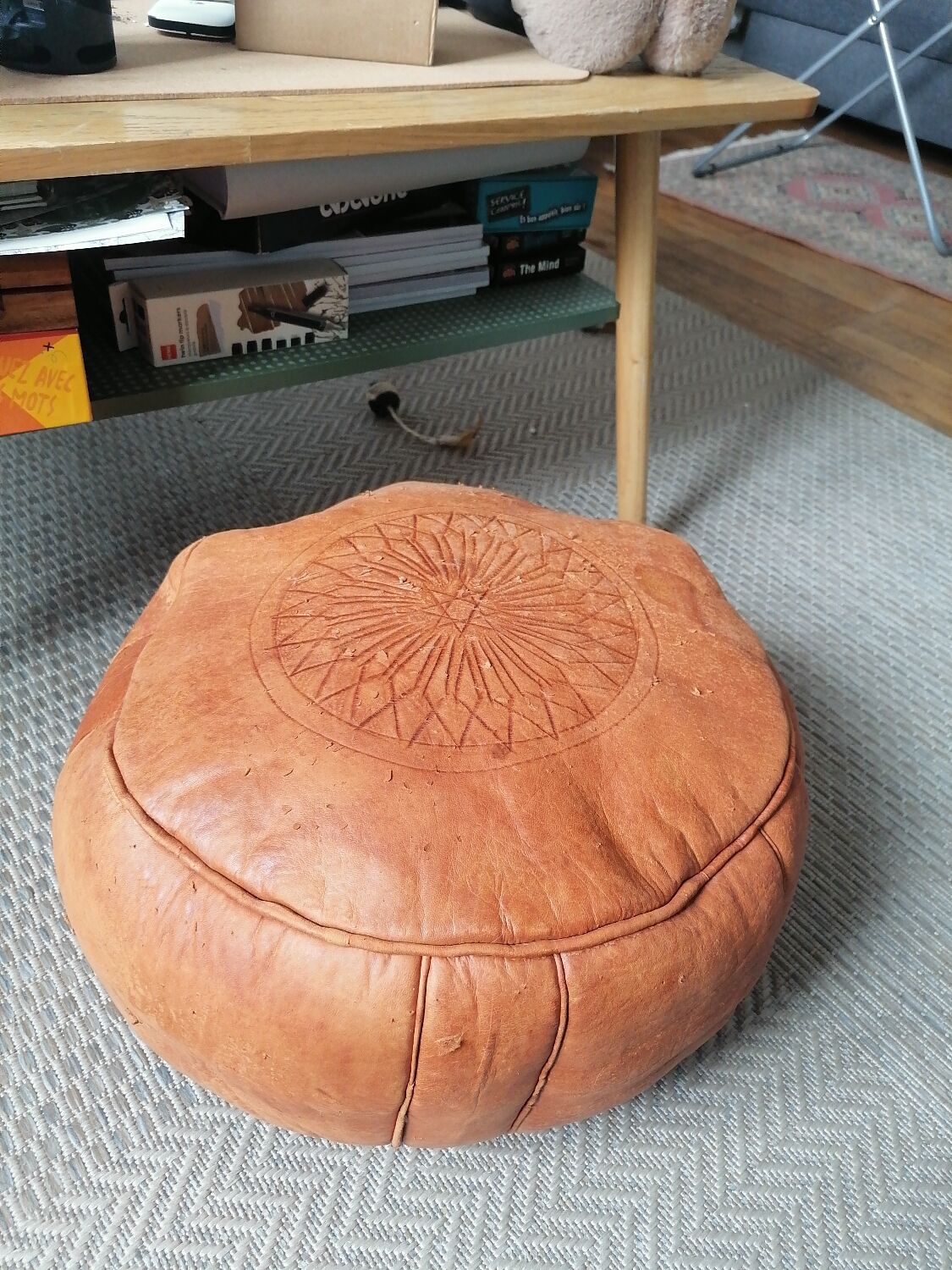 Original moroccan leather pouf