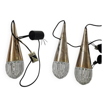 3 x Vintage pendant cone lamps from Kaiser Leuchten / 1970s