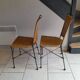 Paire chaises fer forgé et rotin vintage