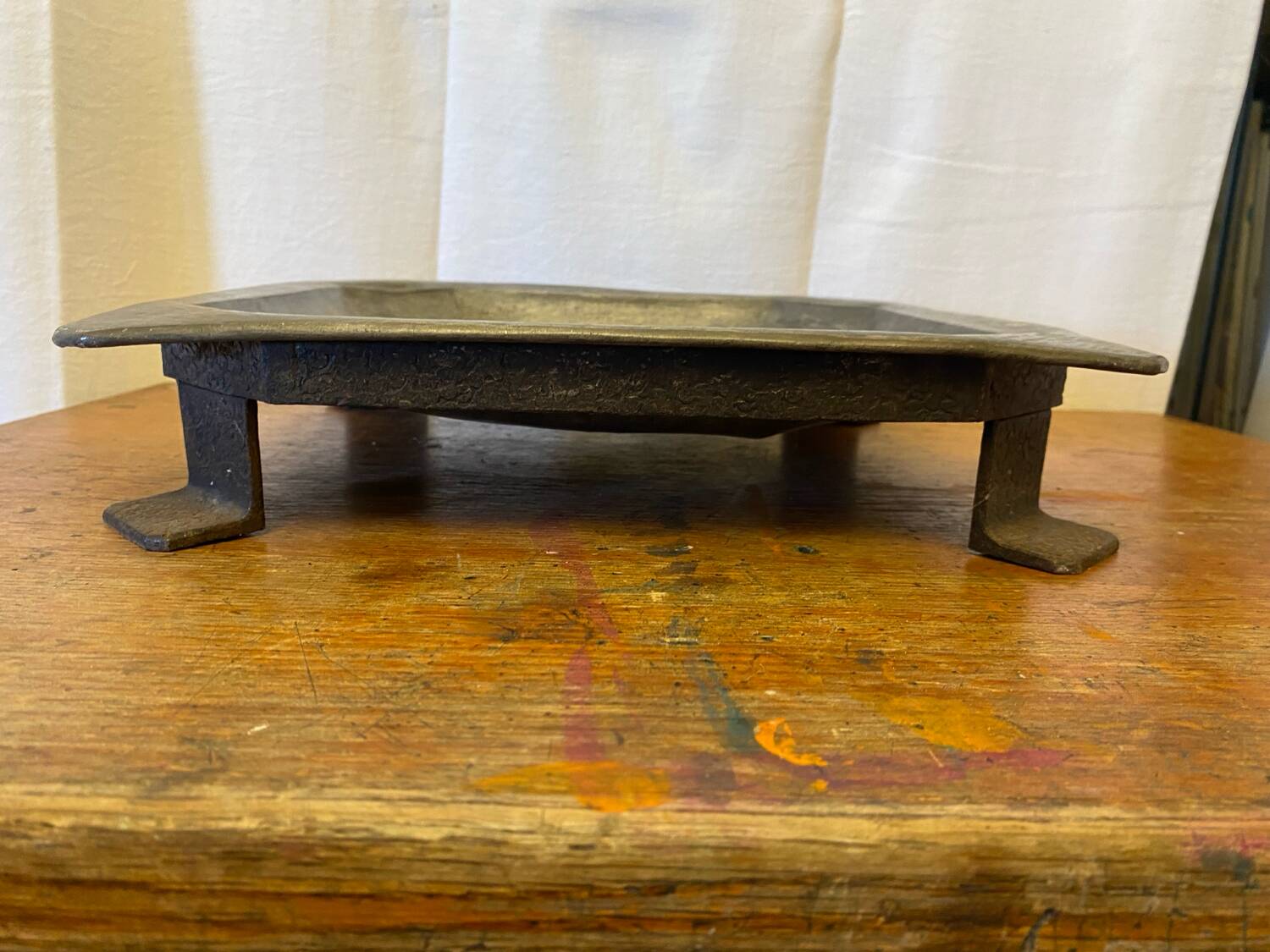 Antique Metal Centerpiece + Vintage Wrought Iron Stand