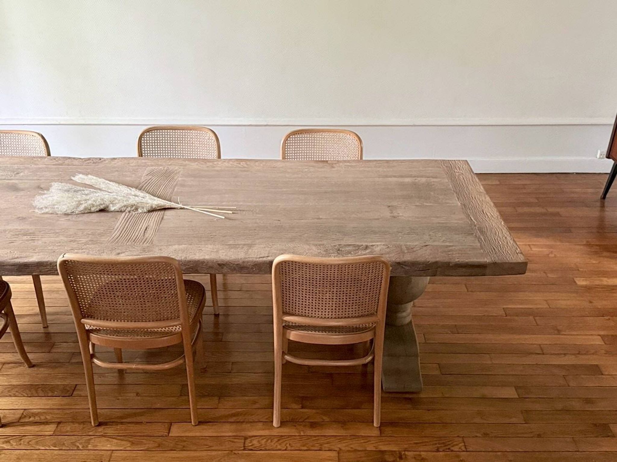 Table monastère en chêne ancien massif – SOLEIL 400 par 120 cm