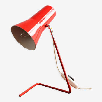 Vintage czechoslovakian red table lamp Drupol 21616, 1960s