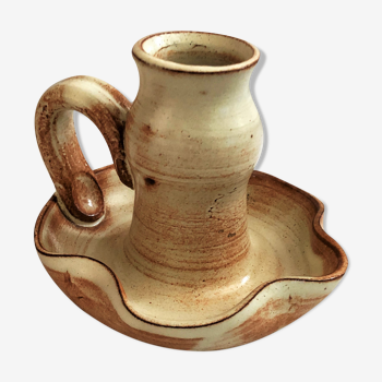 Bougeoir artisanal à main en grès vintage