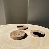 Set of 3 fossilized wooden coasters (clear)