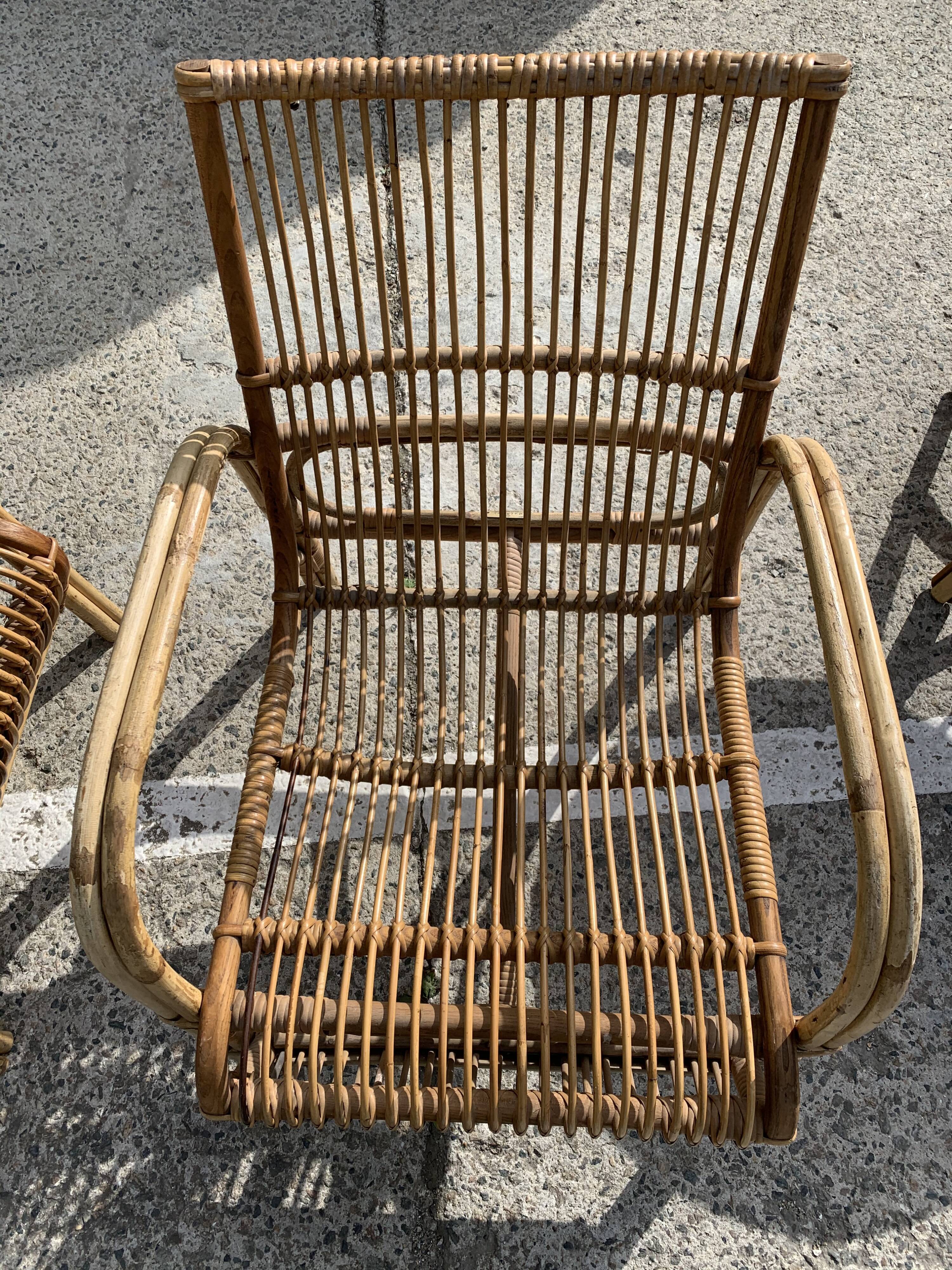 Lot de 3 fauteuils rotin Wengler